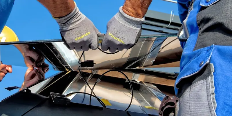 Close-up of modern solar panel technology