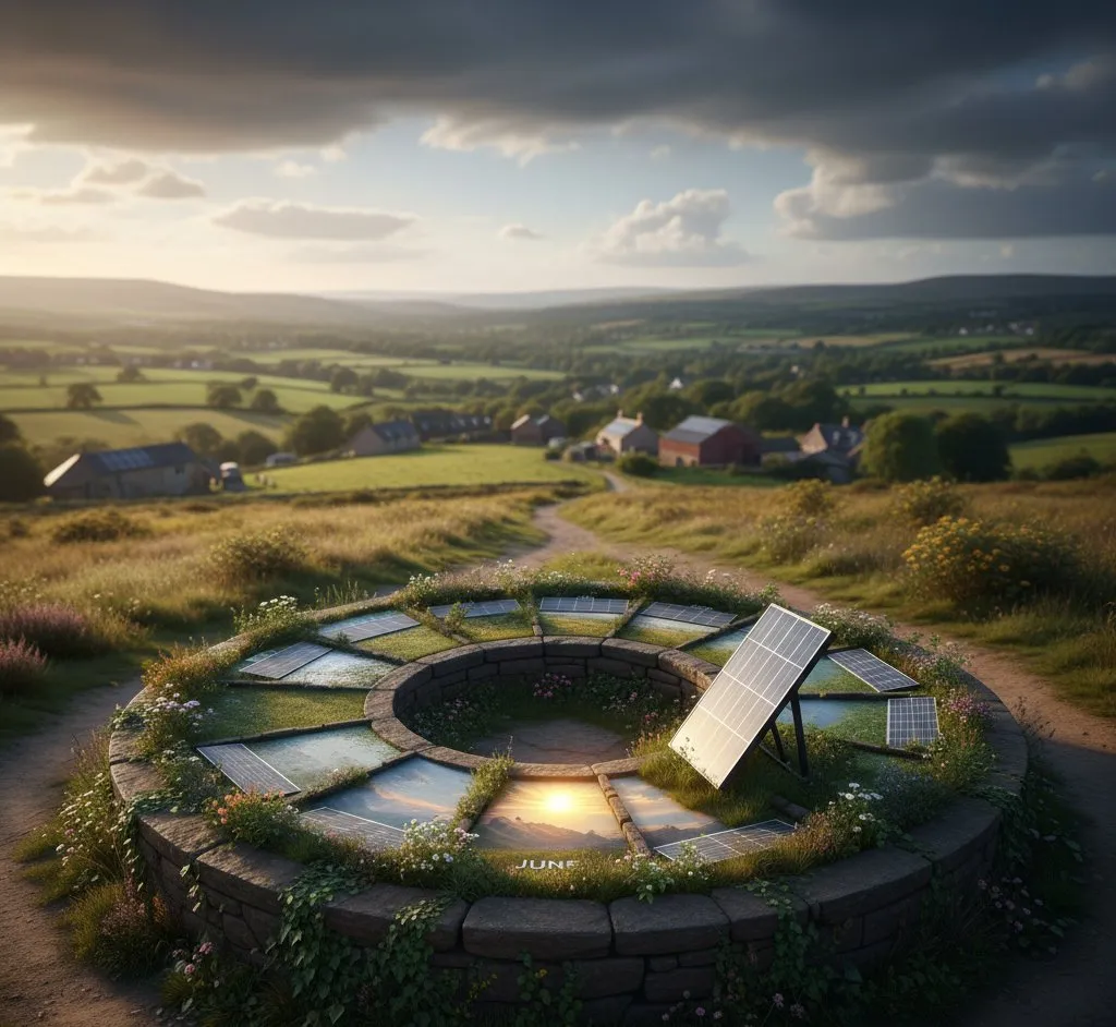 Solar panels generating electricity throughout the year