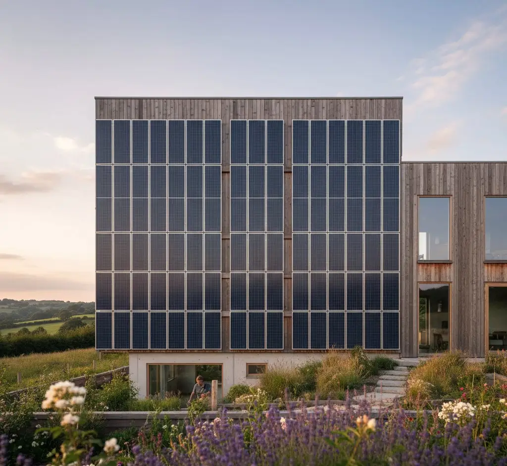 Solar panels mounted on a building wall as an alternative installation method